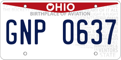OH license plate GNP0637