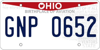 OH license plate GNP0652