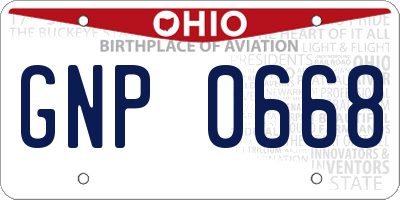 OH license plate GNP0668