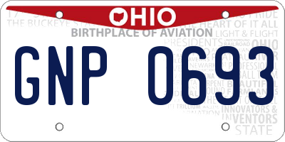 OH license plate GNP0693