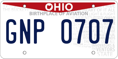 OH license plate GNP0707
