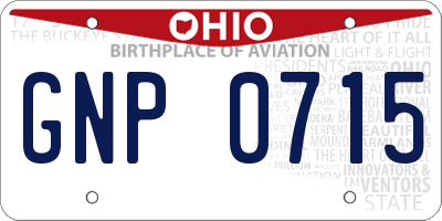 OH license plate GNP0715