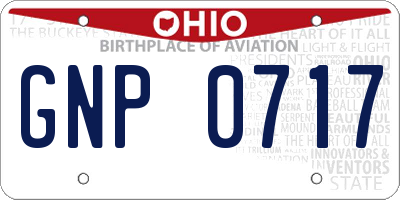 OH license plate GNP0717