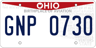 OH license plate GNP0730