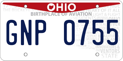 OH license plate GNP0755