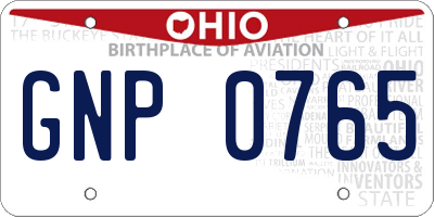 OH license plate GNP0765