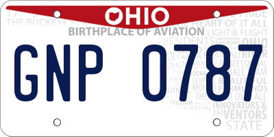OH license plate GNP0787