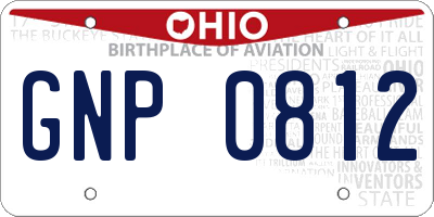 OH license plate GNP0812