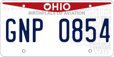 OH license plate GNP0854