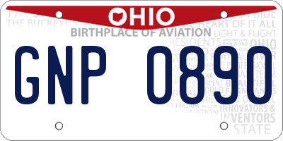 OH license plate GNP0890