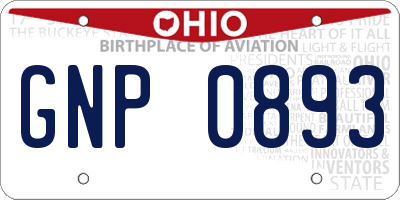 OH license plate GNP0893