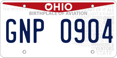 OH license plate GNP0904