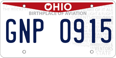 OH license plate GNP0915