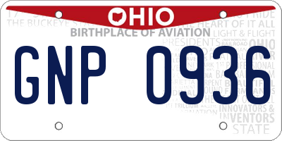 OH license plate GNP0936