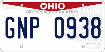 OH license plate GNP0938