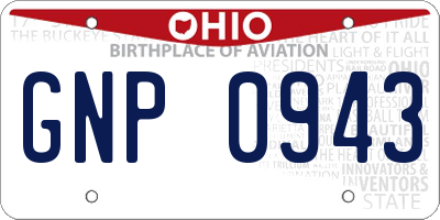 OH license plate GNP0943