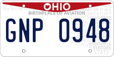 OH license plate GNP0948