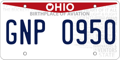 OH license plate GNP0950