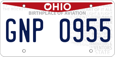 OH license plate GNP0955