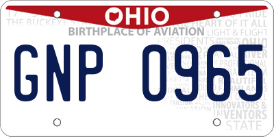 OH license plate GNP0965