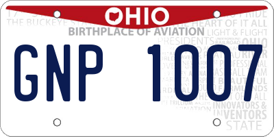OH license plate GNP1007
