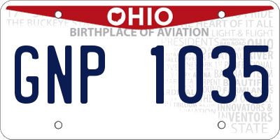 OH license plate GNP1035