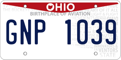OH license plate GNP1039