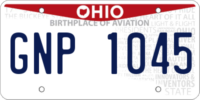 OH license plate GNP1045