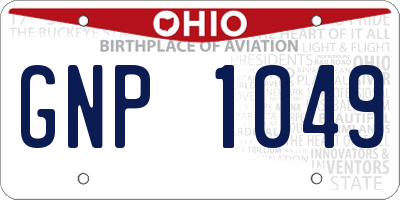 OH license plate GNP1049