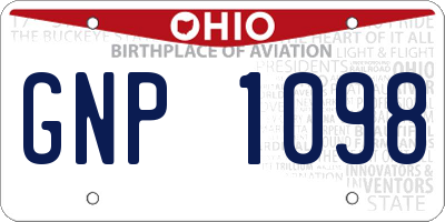 OH license plate GNP1098