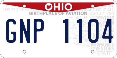OH license plate GNP1104
