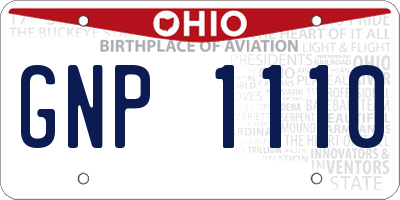 OH license plate GNP1110