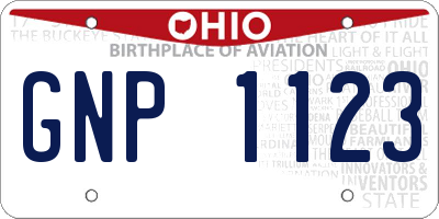 OH license plate GNP1123
