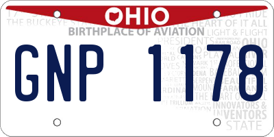 OH license plate GNP1178