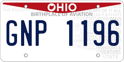 OH license plate GNP1196