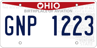 OH license plate GNP1223