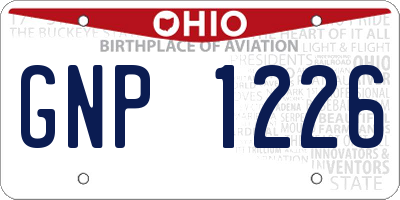 OH license plate GNP1226