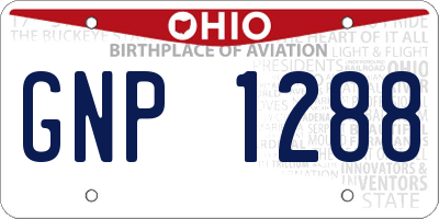 OH license plate GNP1288