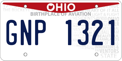 OH license plate GNP1321