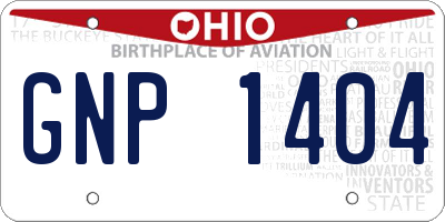 OH license plate GNP1404