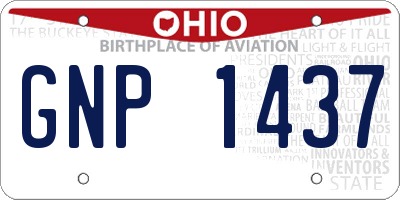 OH license plate GNP1437