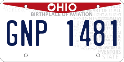 OH license plate GNP1481
