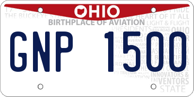 OH license plate GNP1500