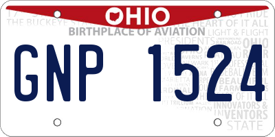 OH license plate GNP1524