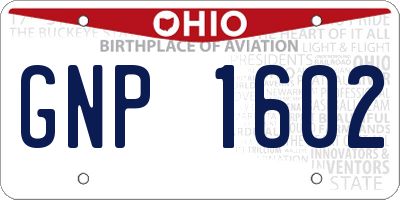 OH license plate GNP1602