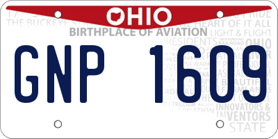 OH license plate GNP1609