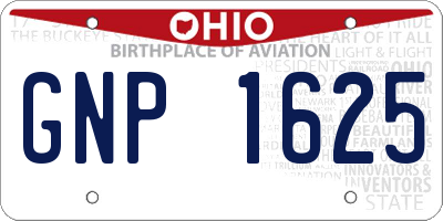 OH license plate GNP1625