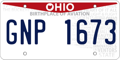 OH license plate GNP1673