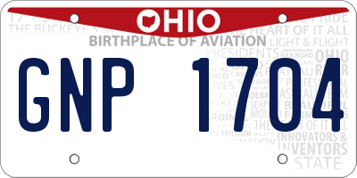 OH license plate GNP1704