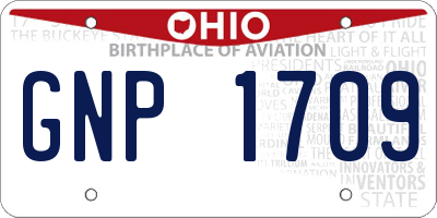 OH license plate GNP1709
